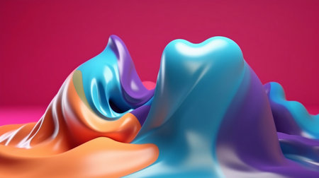 3D Render of Abstract Fluid Liquid Background, AI Generativeの素材