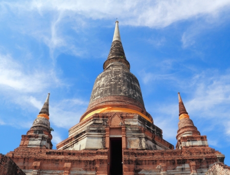 Ancient temple  Wat Yai Chai Mongkhol , Ayutthaya, Thailandの写真素材
