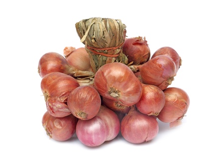 Group of shallot onions isolated on white background