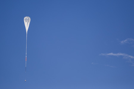 NASA high pressure helium balloon in the sky above Wanaka, Otago, New Zealand on 17 March 2015のeditorial素材
