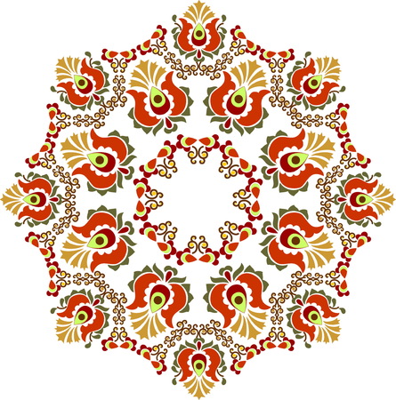 beautiful folk art ,floral decorationのイラスト素材