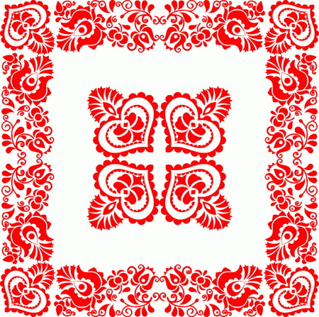 beautiful folk art ,floral decorationのイラスト素材