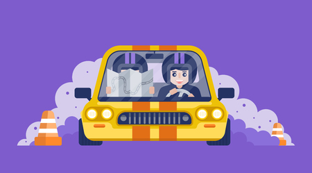 Sport car in race. Vector illustration. Flat design.のイラスト素材