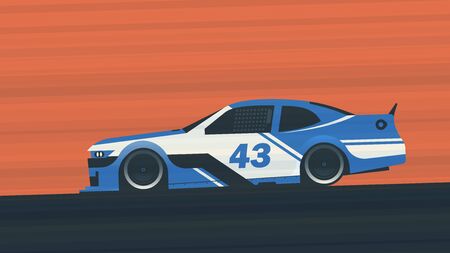A blue racing car on a race track. Vector illustration.のイラスト素材