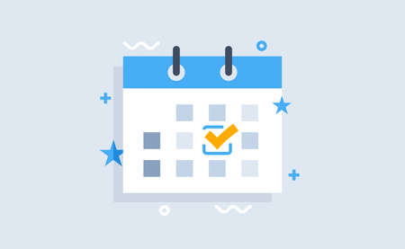 Calendar deadline or event reminder. Flat modern vector illustration. For web design.のイラスト素材