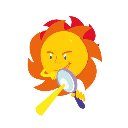 Hot sun. The sun is a character. Hot weather sunstrokeのイラスト素材