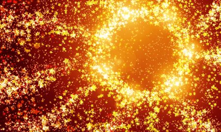 shining circle of stars on a dark, abstract backgroundの写真素材