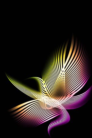 beautiful abstract composition of curved bands on a dark backgroundの写真素材