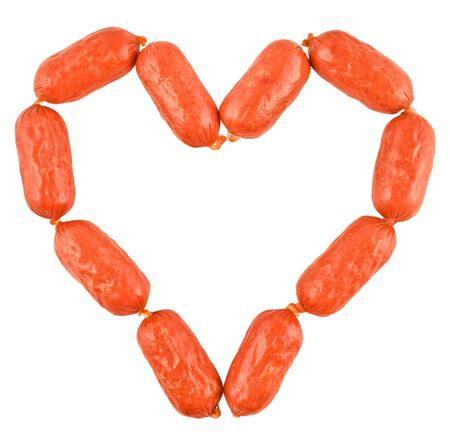 	
Bavarian sausages, in the form of the heart, isolated on whiteの写真素材
