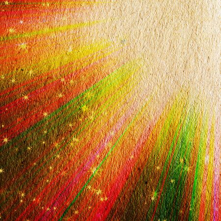 colored rays and stars on grunge paperの写真素材
