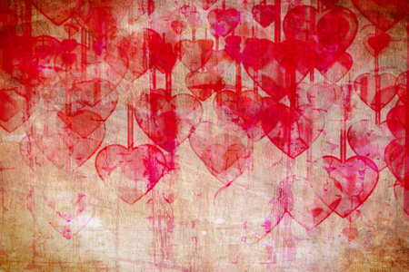 Heart on Grange background, an abstract figureの写真素材