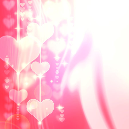 abstract romantic background with hearts and starsの写真素材