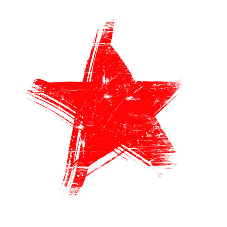 Grunge red star on a white background. Vector illustration.の写真素材