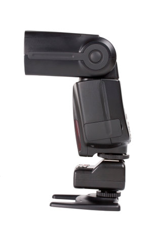 Camera flash isolated on white background with clipping path. Studio shot.
