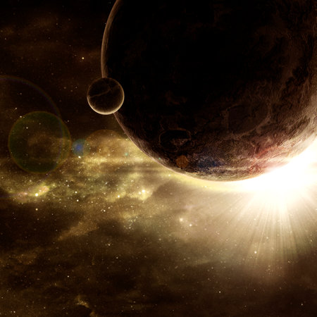 Planets and galaxy, science fiction wallpaper. Beauty of deep space.
