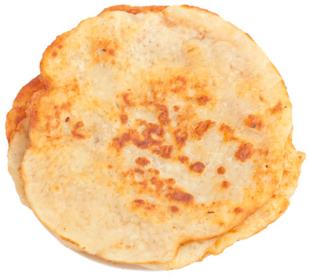 Pancakes isolated on a white background. View from above.の写真素材