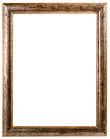 Old wooden picture frame isolated on white background. Clipping path included.の写真素材