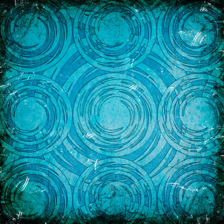 grunge blue background with some stains on it and some circlesの写真素材