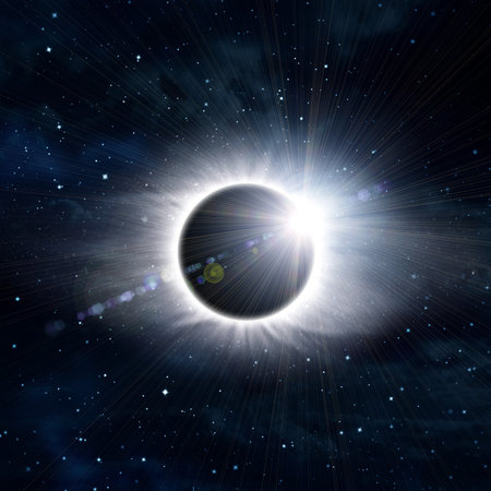 Solar eclipse in the night sky.
