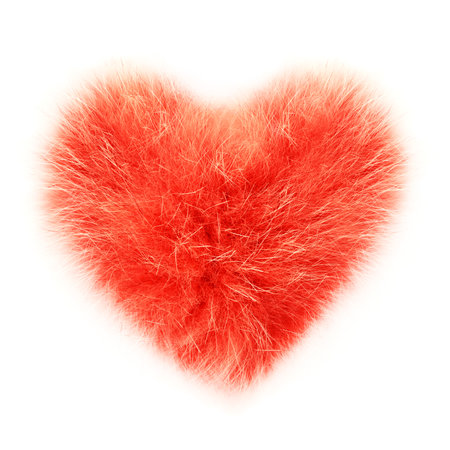 isolated fluffy heart on white backgroundの写真素材