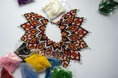 product made of beads on a white background made in Ukraineのeditorial素材