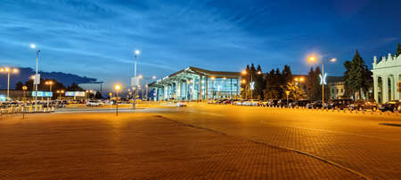 Kharkiv airport, Kharkiv international airport, July 5, 2021, night photo of Kharkiv airport. Editorialの写真素材