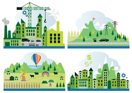 Cartoon map with different landscapeのイラスト素材