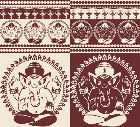 Indian god Ganesha patternのイラスト素材