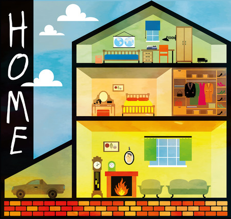 Cartoon family houseのイラスト素材