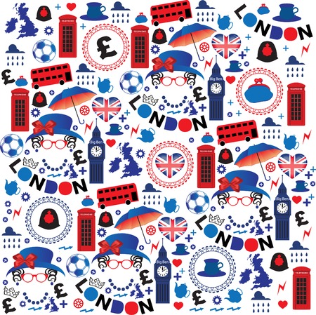 Pattern with London symbolsのイラスト素材