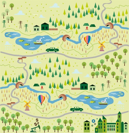 Cartoon mapのイラスト素材