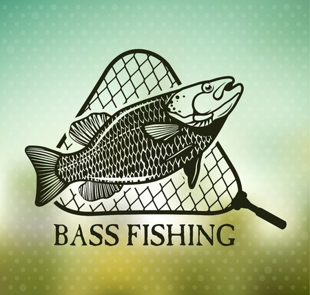Fishing emblem on blur background