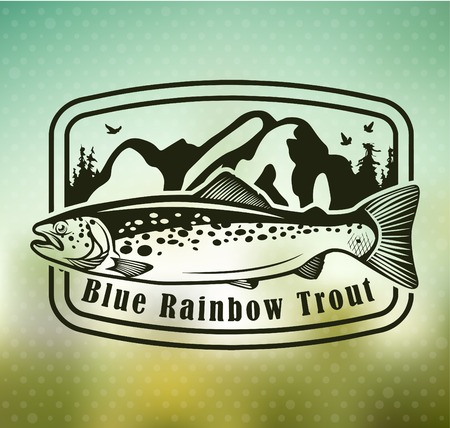 Fishing emblem on blur backgroundのイラスト素材