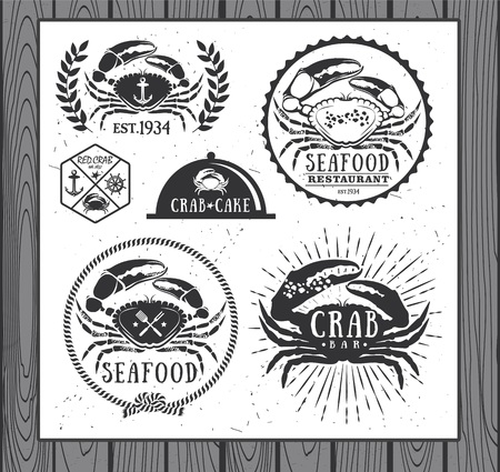 Set of vintage seafood labels, badges and design elementsのイラスト素材