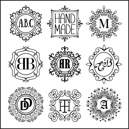 Monogram Logos Set Graphic Design. Vector illustrationのイラスト素材