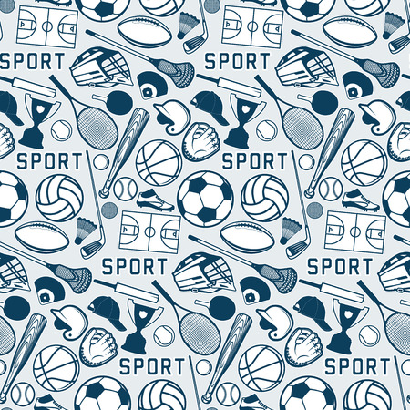 Sport pattern with vintage badges and labels. Vectr illustration.のイラスト素材