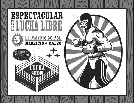 Set of vintage Lucha Libre tickets Vector illustration.のイラスト素材