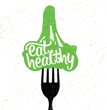 Hand Drawn Typography Poster. Inspirational Vector Typography. Eat Healthy.のイラスト素材