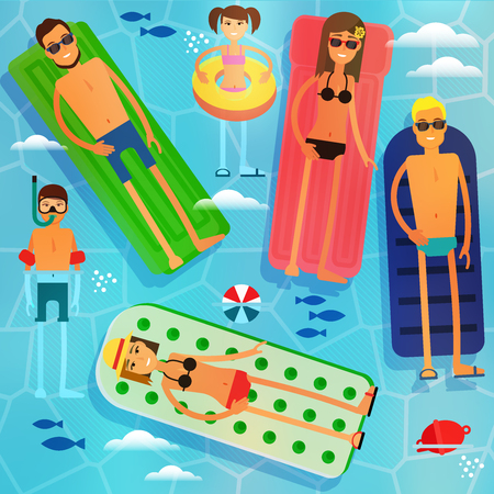 Summer Sea Vacation Illustration. Vector Seamless Pattern.のイラスト素材