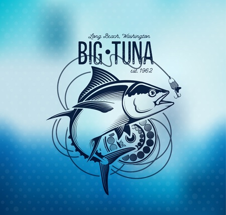 Fishing labels, badges, emblems and design elements. Illustrations of Tunaのイラスト素材