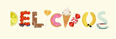 Typography Kitchen Poster. Delicious Food Alphabetのイラスト素材