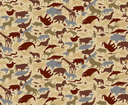 Seamless Camouflage Pattern with Animals For Kids. Animal Military Camouflage. Abstract seamless pattern for cloth textile.のイラスト素材