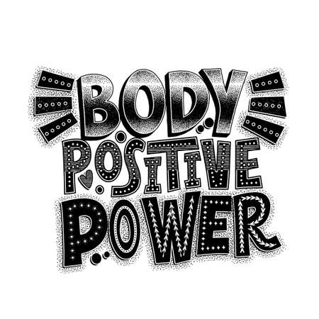 Body Positive Power. Hand-drawn typography poster. Inspirational vector typography.のイラスト素材