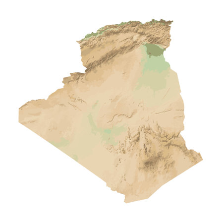 Relief map of Algeria. Color physical map. Vector illustration.のイラスト素材