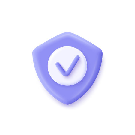 Shield check mark icon. 3d vector illustration. Security, guaranteed icon.のイラスト素材