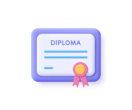 Vector certificate icon. Achievement, award, grant, diploma concepts. 3d vector illustration.のイラスト素材