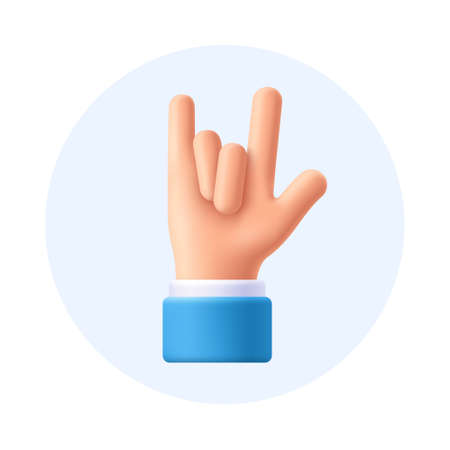 Rock on gesture hand, sign. 3d emoji vector illustration.のイラスト素材
