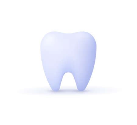 Whitening tooth, dental model. Dental examination teeth, healthy oral hygiene, dental health and medicine concept. 3d vector icon. Cartoon minimal style. Closeup isolated on white background.のイラスト素材