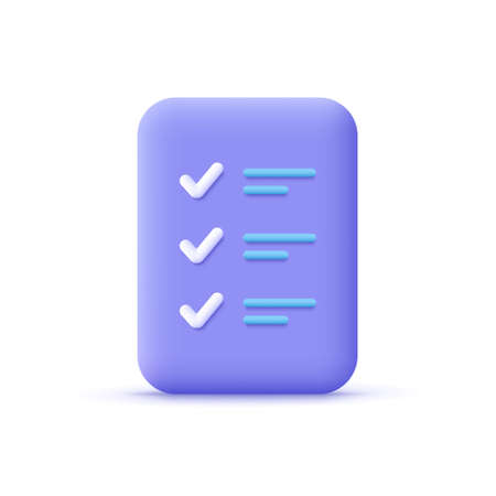 checklist,document. Business, education concept. 3d vector icon. Cartoon minimal style.のイラスト素材