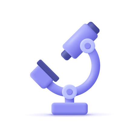 microscope. Chemistry, pharmaceuticals, microbiology, science, exploration symbol. 3d vector icon. Cartoon minimal style.のイラスト素材
